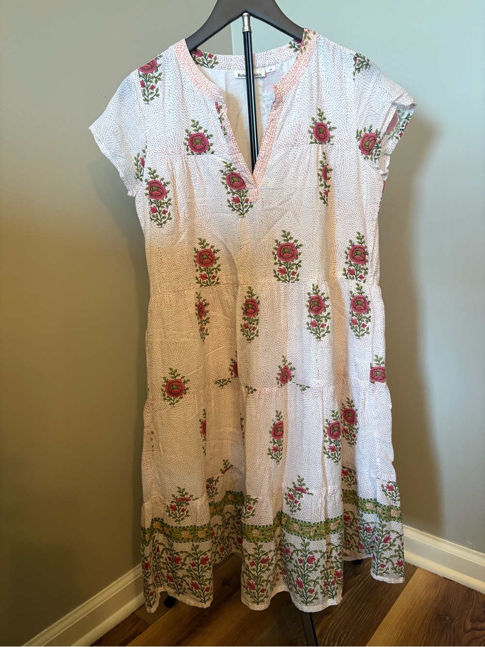 Roller Rabbit Size XS Floral Print Tiered Cotton Dress